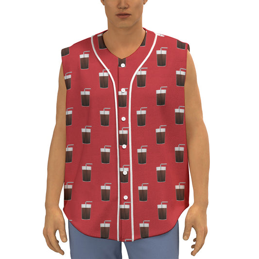 Glass Of Cola Pattern Print Sleeveless Baseball Jersey