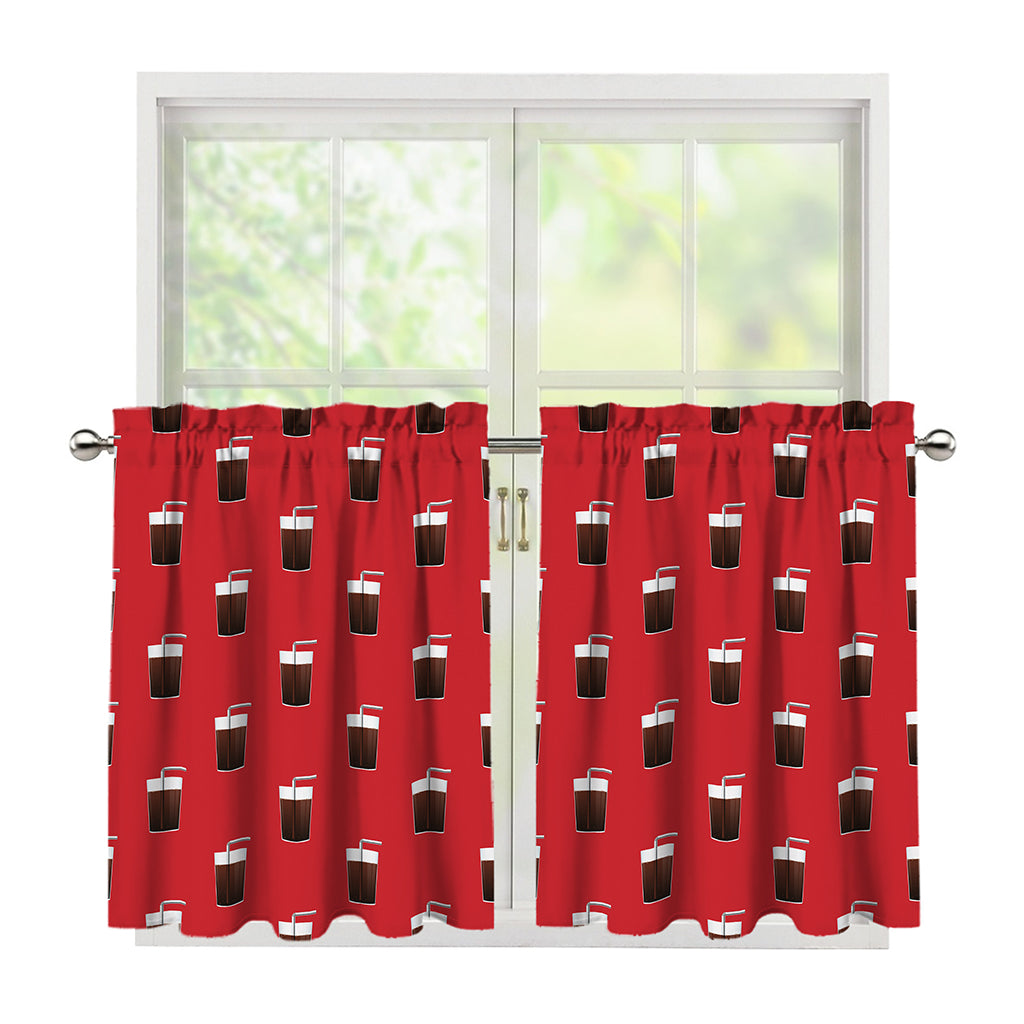 Glass Of Cola Pattern Print Tier Curtains