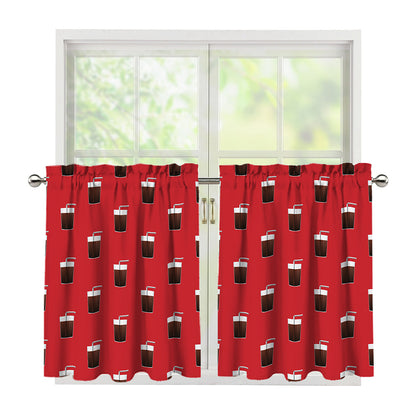 Glass Of Cola Pattern Print Tier Curtains