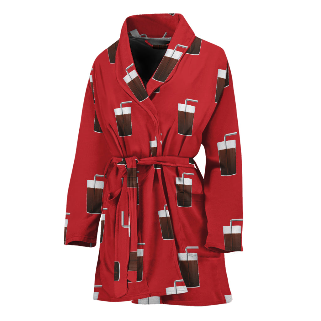 Glass Of Cola Pattern Print Women's Bathrobe