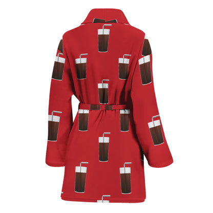 Glass Of Cola Pattern Print Women's Bathrobe