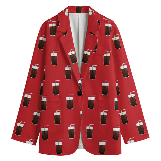 Glass Of Cola Pattern Print Women's Blazer