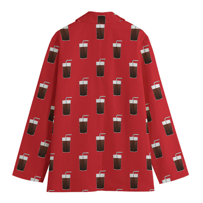 Glass Of Cola Pattern Print Women's Blazer