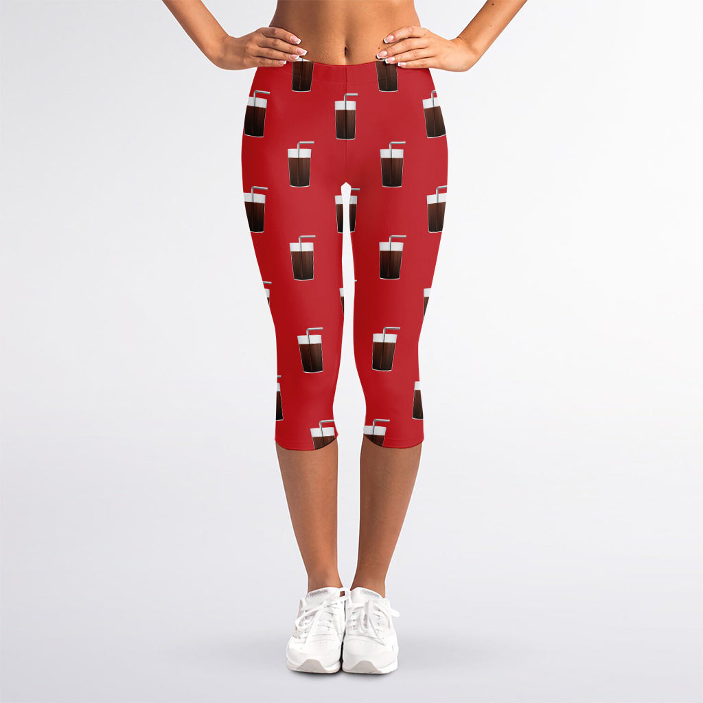 Glass Of Cola Pattern Print Women's Capri Leggings