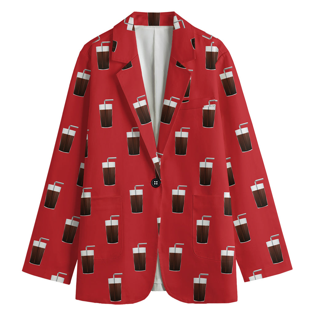 Glass Of Cola Pattern Print Women's Cotton Blazer