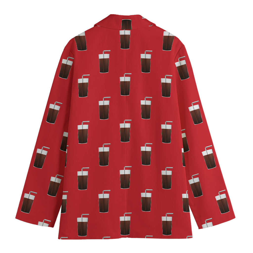 Glass Of Cola Pattern Print Women's Cotton Blazer
