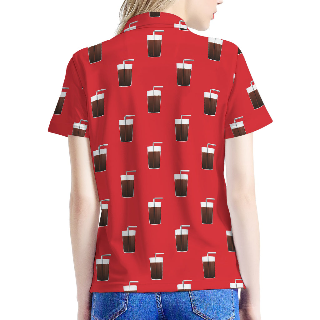 Glass Of Cola Pattern Print Women's Polo Shirt