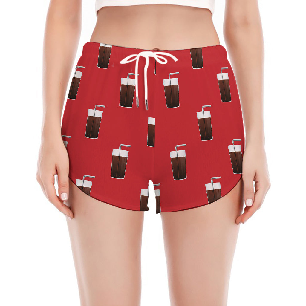 Glass Of Cola Pattern Print Women's Split Running Shorts