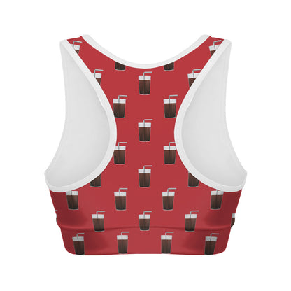 Glass Of Cola Pattern Print Women's Sports Bra