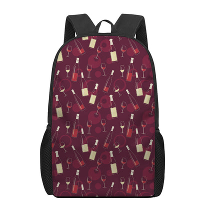 Glasses And Bottles Of Wine Print 17 Inch Backpack