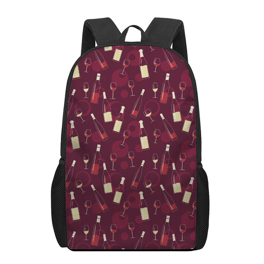 Glasses And Bottles Of Wine Print 17 Inch Backpack