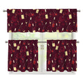Glasses And Bottles Of Wine Print 3 Piece Kitchen Curtains