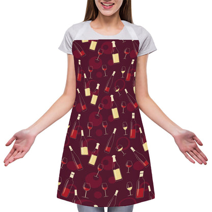 Glasses And Bottles Of Wine Print Adjustable Apron