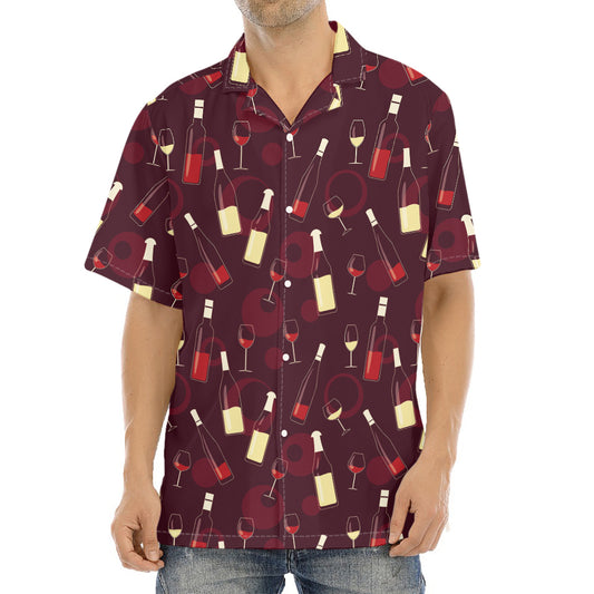 Glasses And Bottles Of Wine Print Aloha Shirt