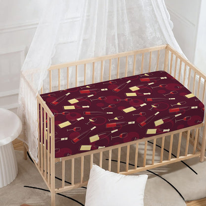 Glasses And Bottles Of Wine Print Baby Crib Sheet