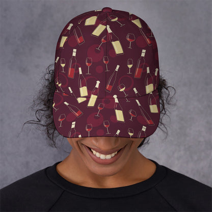 Glasses And Bottles Of Wine Print Baseball Cap