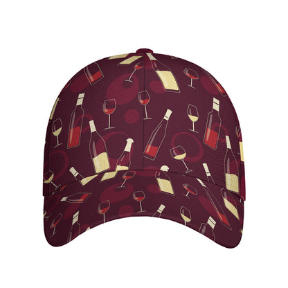 Glasses And Bottles Of Wine Print Baseball Cap
