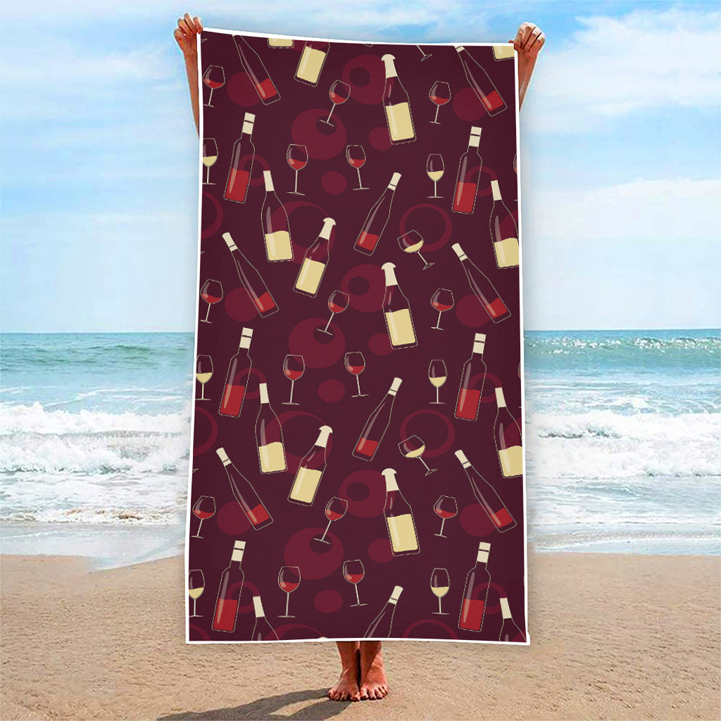 Glasses And Bottles Of Wine Print Beach Towel