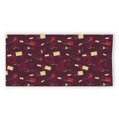 Glasses And Bottles Of Wine Print Beach Towel