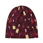Glasses And Bottles Of Wine Print Beanie
