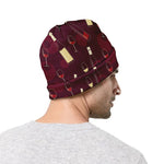 Glasses And Bottles Of Wine Print Beanie