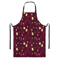 Glasses And Bottles Of Wine Print Bib Apron With Pocket