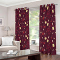 Glasses And Bottles Of Wine Print Dimout Grommet Curtains