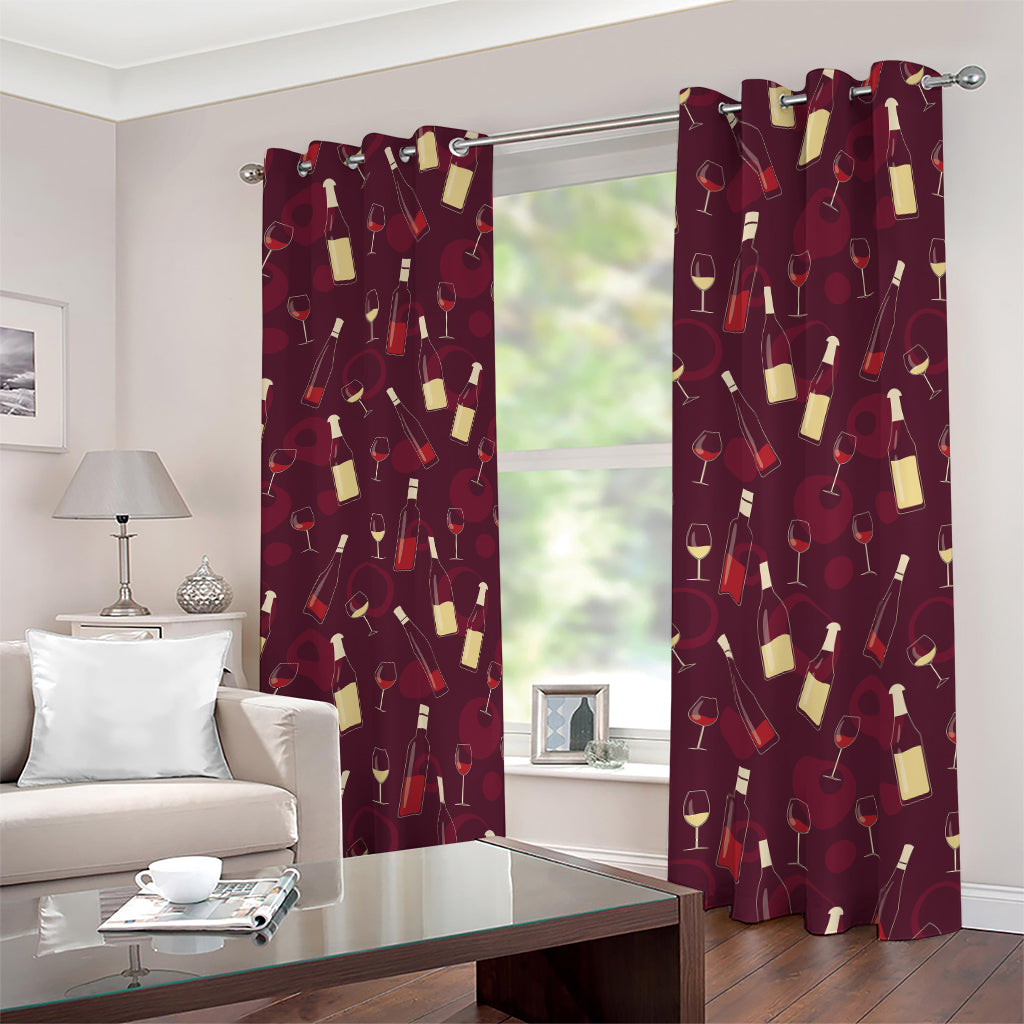 Glasses And Bottles Of Wine Print Blackout Grommet Curtains