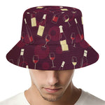 Glasses And Bottles Of Wine Print Bucket Hat