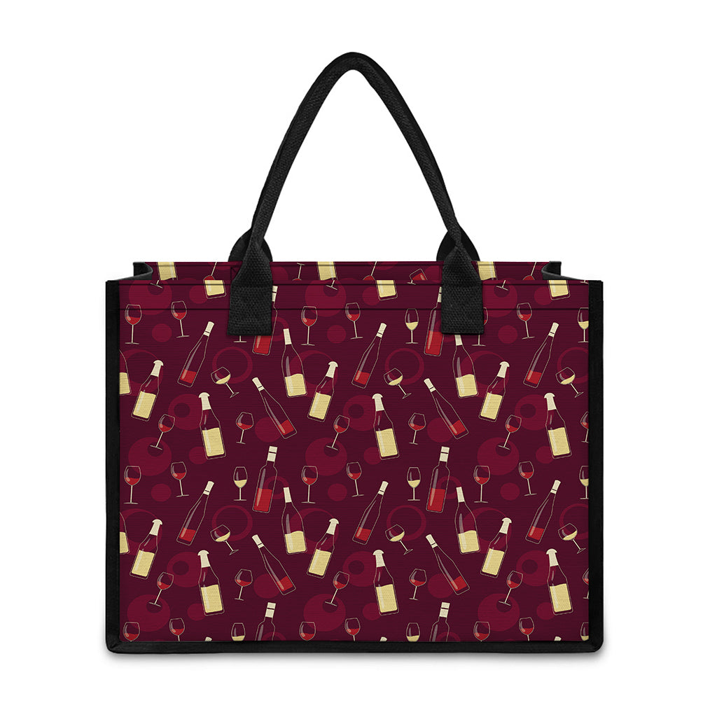 Glasses And Bottles Of Wine Print Canvas Tote Bag