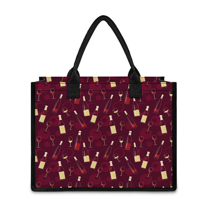 Glasses And Bottles Of Wine Print Canvas Tote Bag