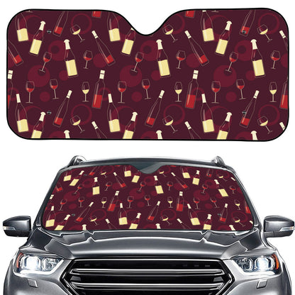 Glasses And Bottles Of Wine Print Car Windshield Sun Shade