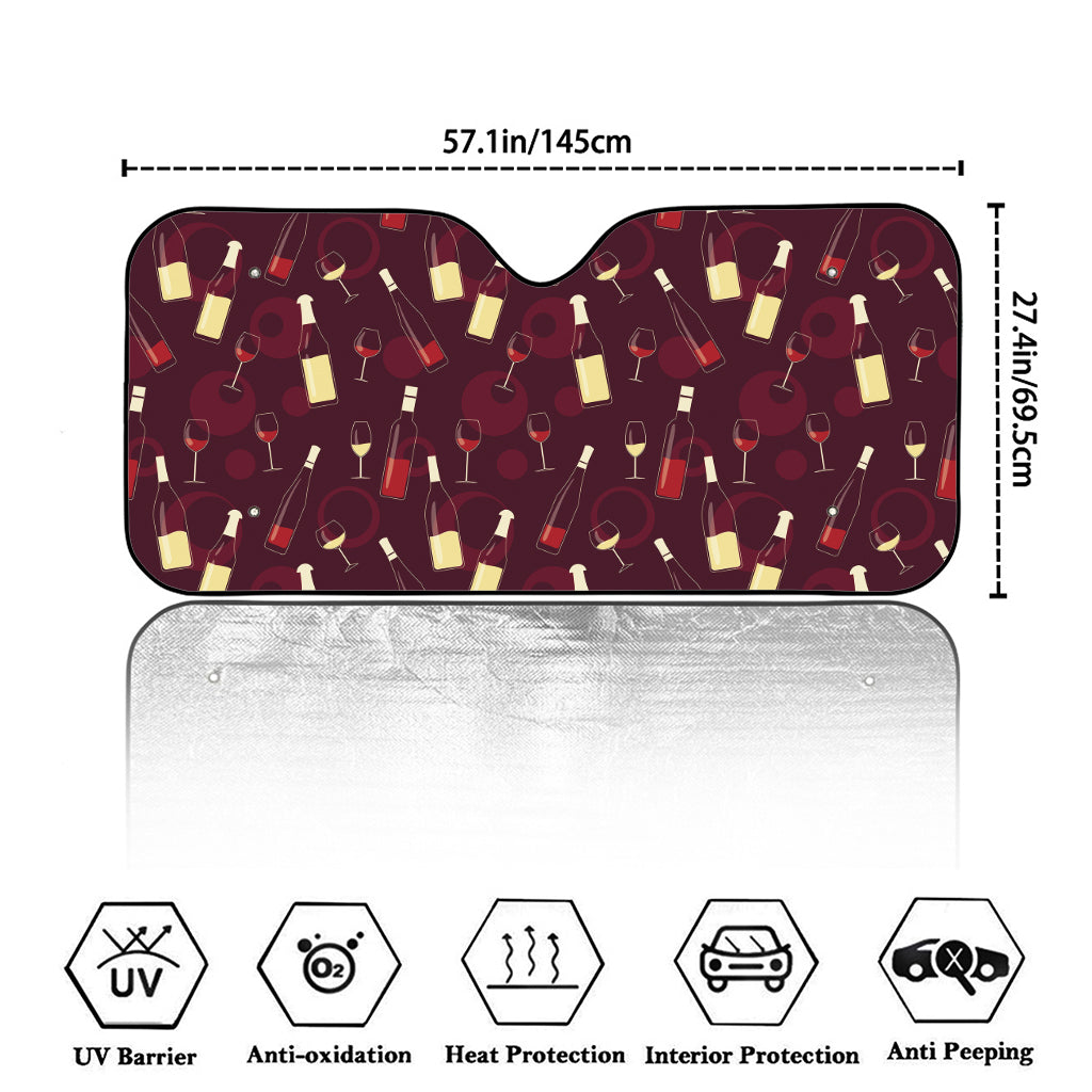 Glasses And Bottles Of Wine Print Car Windshield Sun Shade