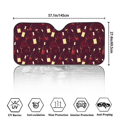 Glasses And Bottles Of Wine Print Car Windshield Sun Shade