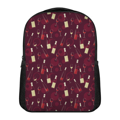 Glasses And Bottles Of Wine Print Casual Backpack