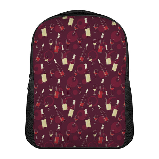 Glasses And Bottles Of Wine Print Casual Backpack