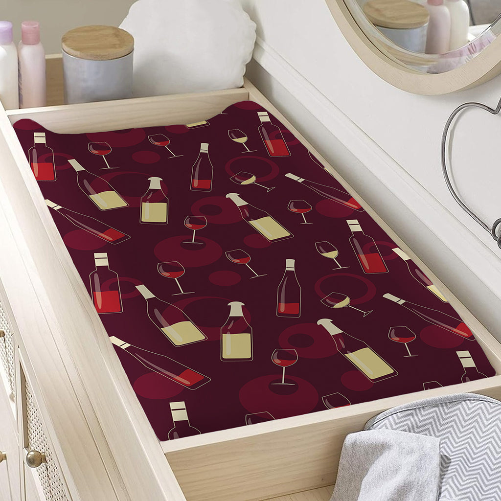 Glasses And Bottles Of Wine Print Changing Pad Cover