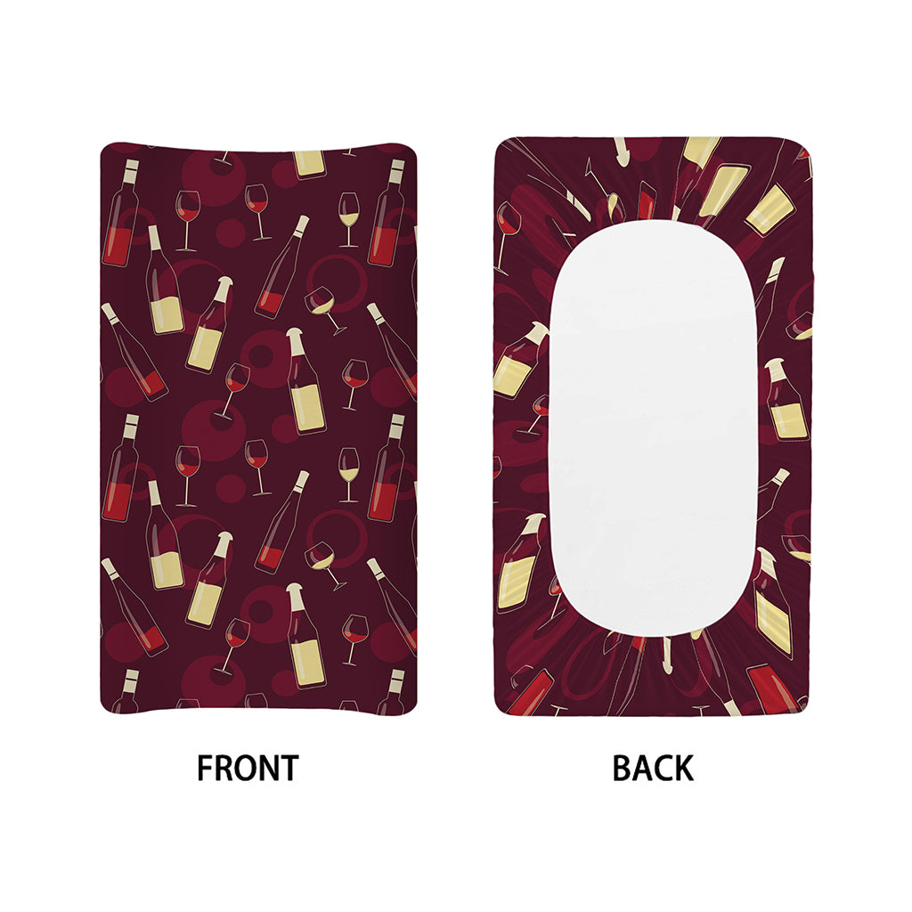 Glasses And Bottles Of Wine Print Changing Pad Cover