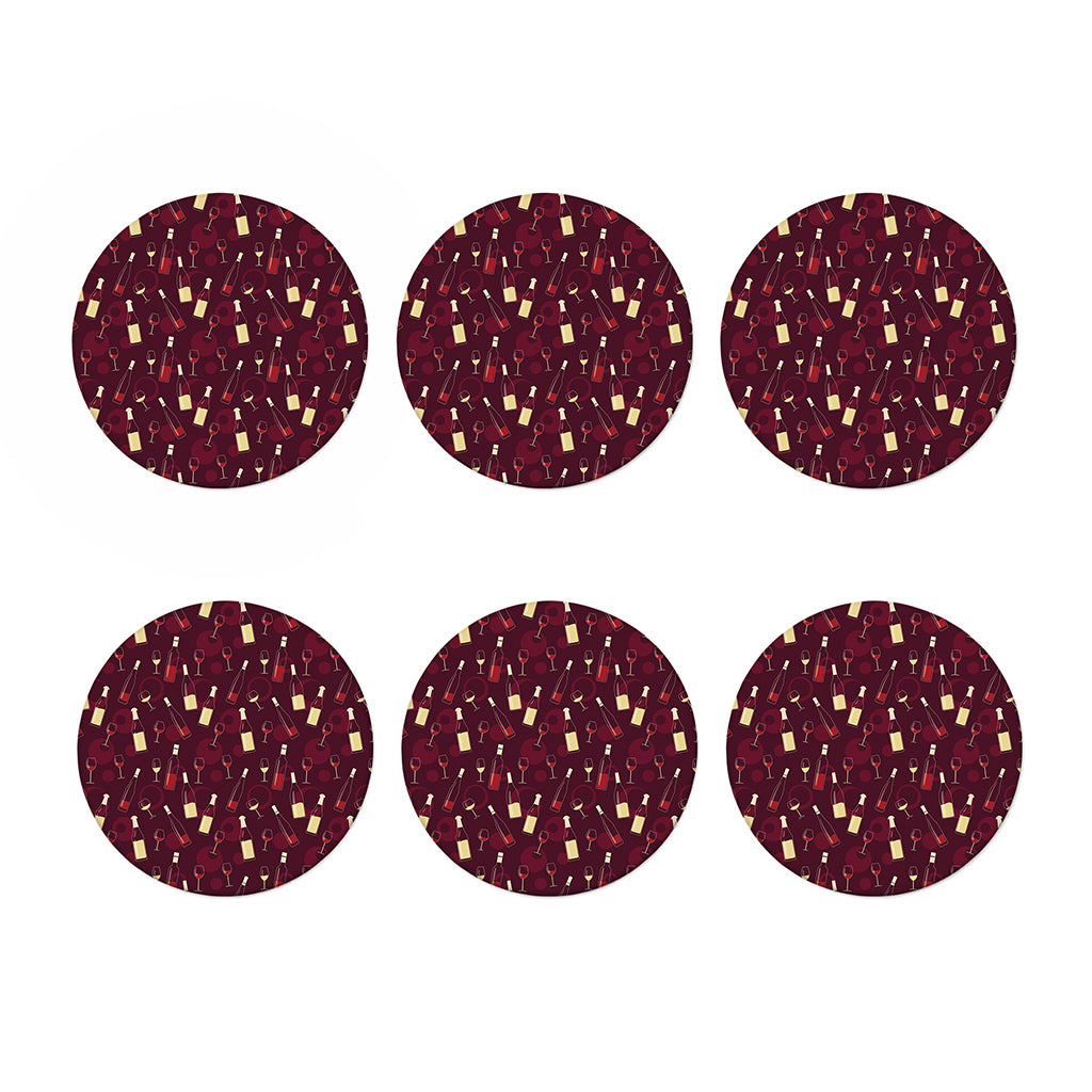 Glasses And Bottles Of Wine Print Coaster Set