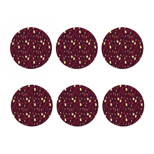 Glasses And Bottles Of Wine Print Coaster Set