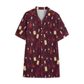 Glasses And Bottles Of Wine Print Cotton Hawaiian Shirt