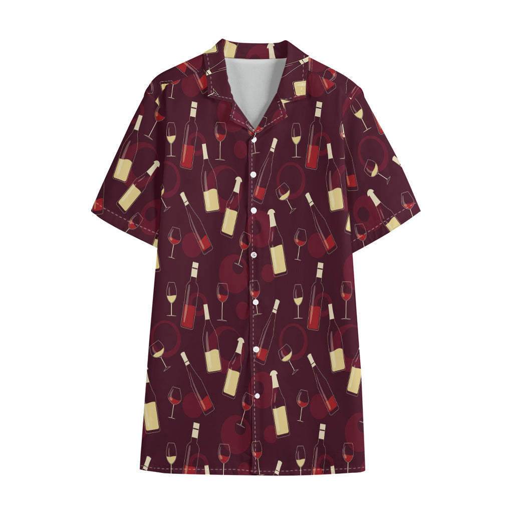Glasses And Bottles Of Wine Print Cotton Hawaiian Shirt