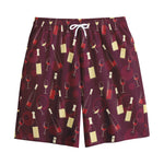 Glasses And Bottles Of Wine Print Cotton Shorts
