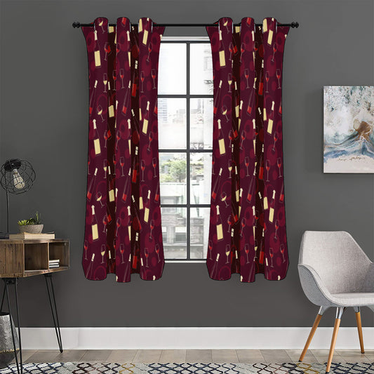 Glasses And Bottles Of Wine Print Curtain