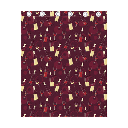 Glasses And Bottles Of Wine Print Curtain