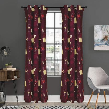 Glasses And Bottles Of Wine Print Curtain