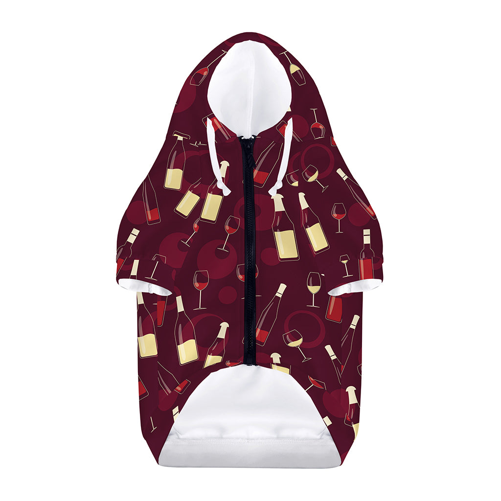 Glasses And Bottles Of Wine Print Dog Zip Up Hoodie