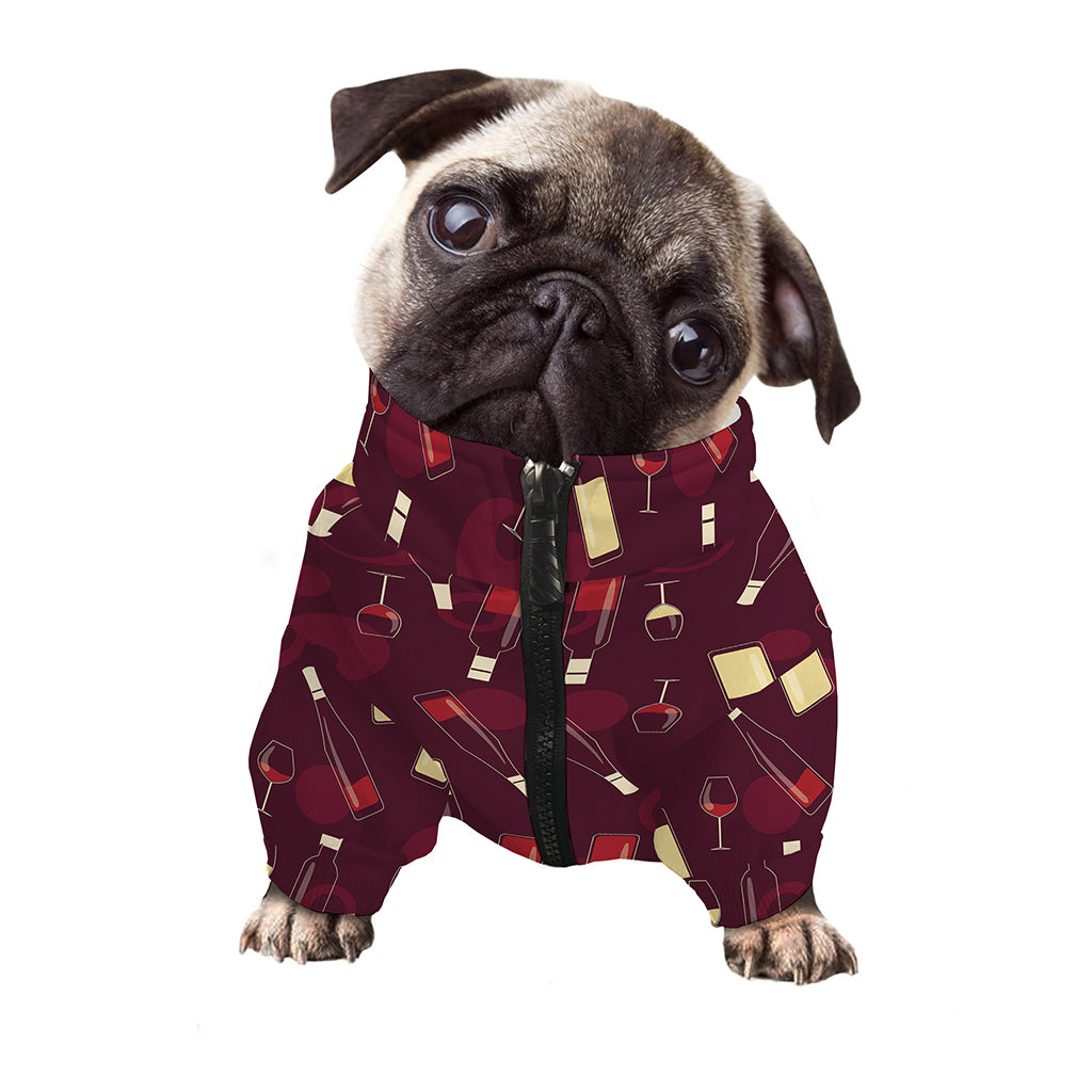Glasses And Bottles Of Wine Print Dog Zip Up Jacket
