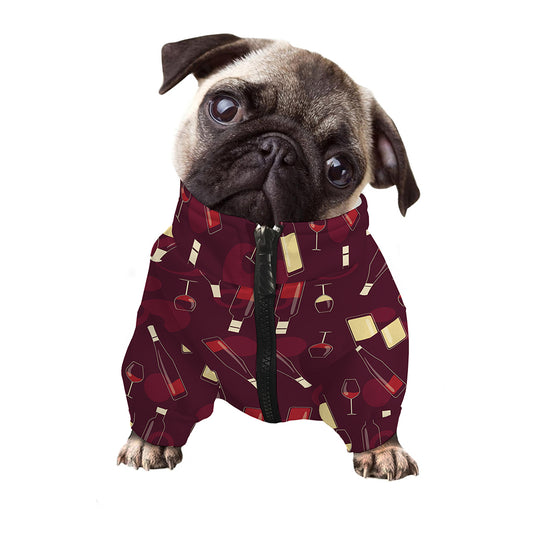 Glasses And Bottles Of Wine Print Dog Zip Up Jacket