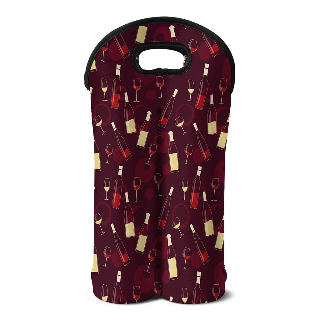 Glasses And Bottles Of Wine Print Double Neoprene Wine Tote